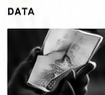 Hand holding a phone with a fingerprint data motif.